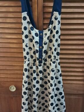 hello miss Navy and Cream Polka Dot Dress